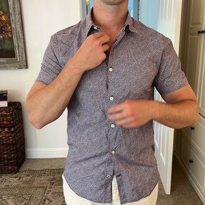 John Varvatos Short-sleeve button down - purple and white pattern